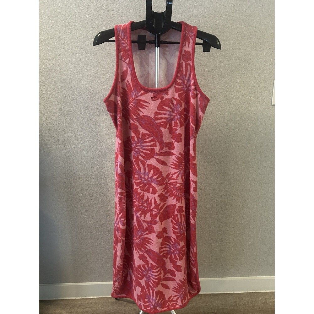 Juicy by Juicy Couture Terry Cloth Maxi Dress L Pink Palm Tropical Swim Coverup